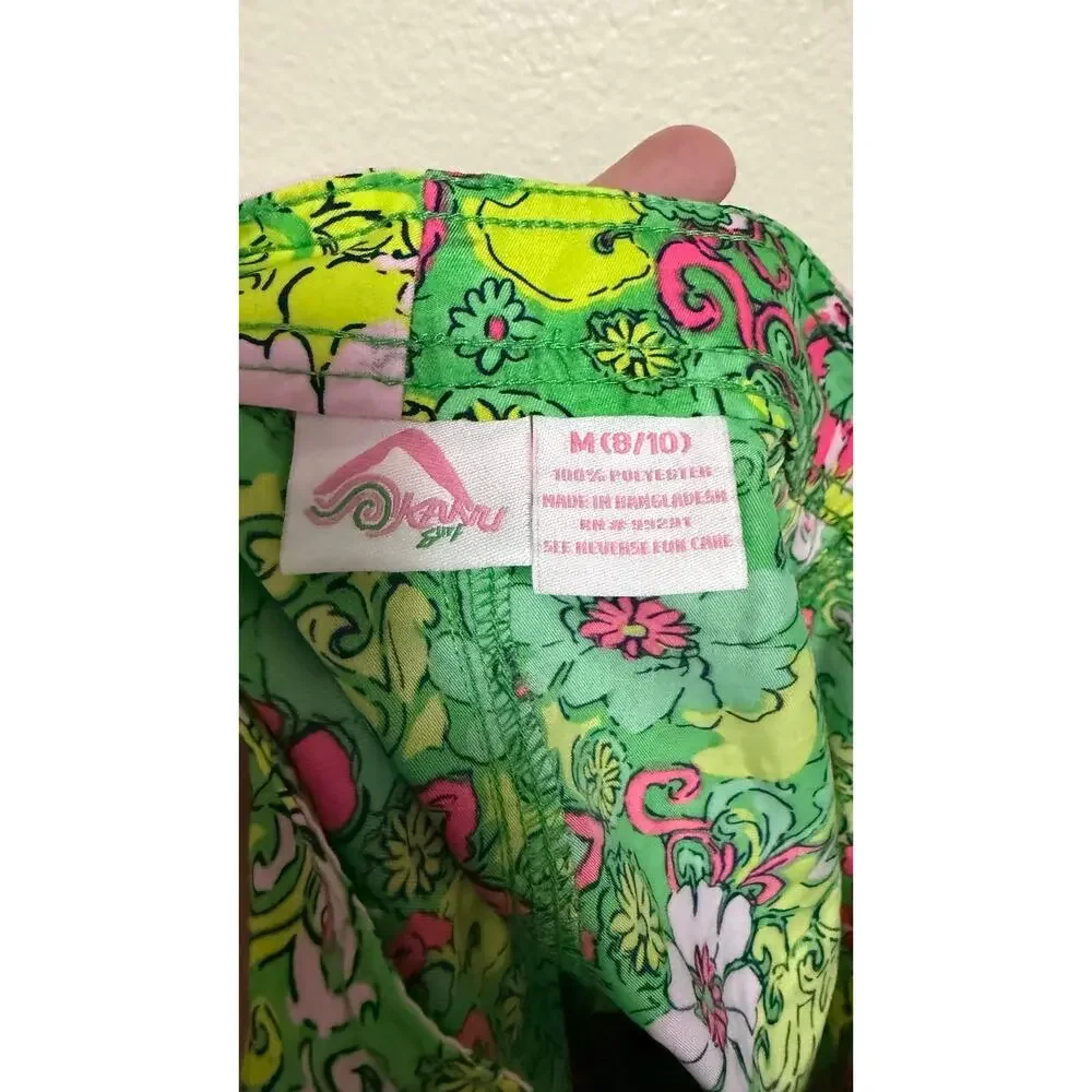 Kanu Surf Girls Green Floral Board Shorts Girls Size M (8-10)